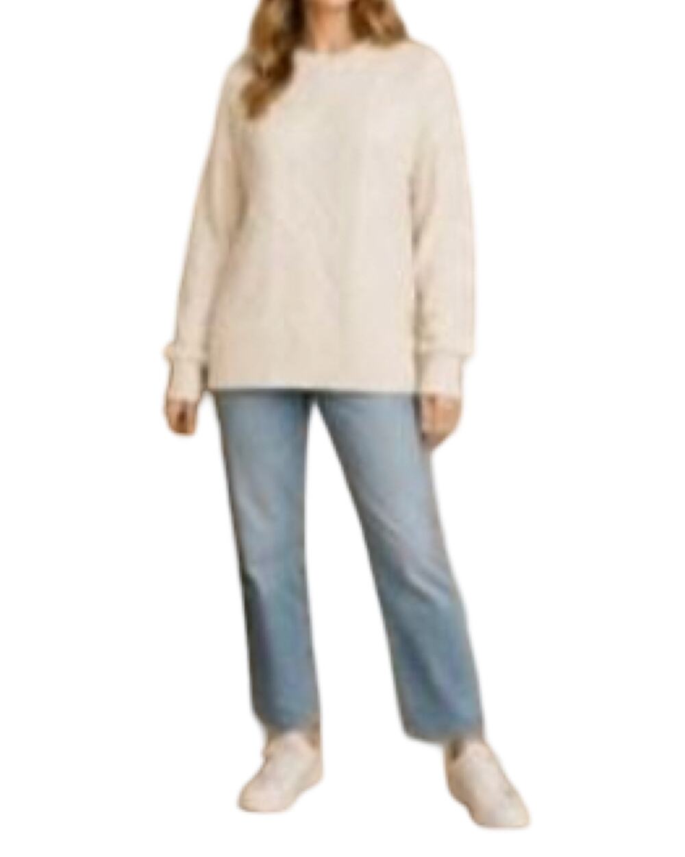 American Eagle Sweater Womens Size S White Long Tunic Crew Neck Oversized NWT